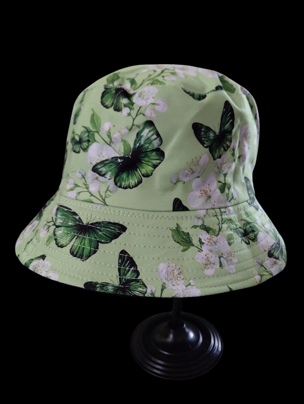 Green Butterfly Floral Unisex Bucket Hat 22"/23" - Picture 3 of 8